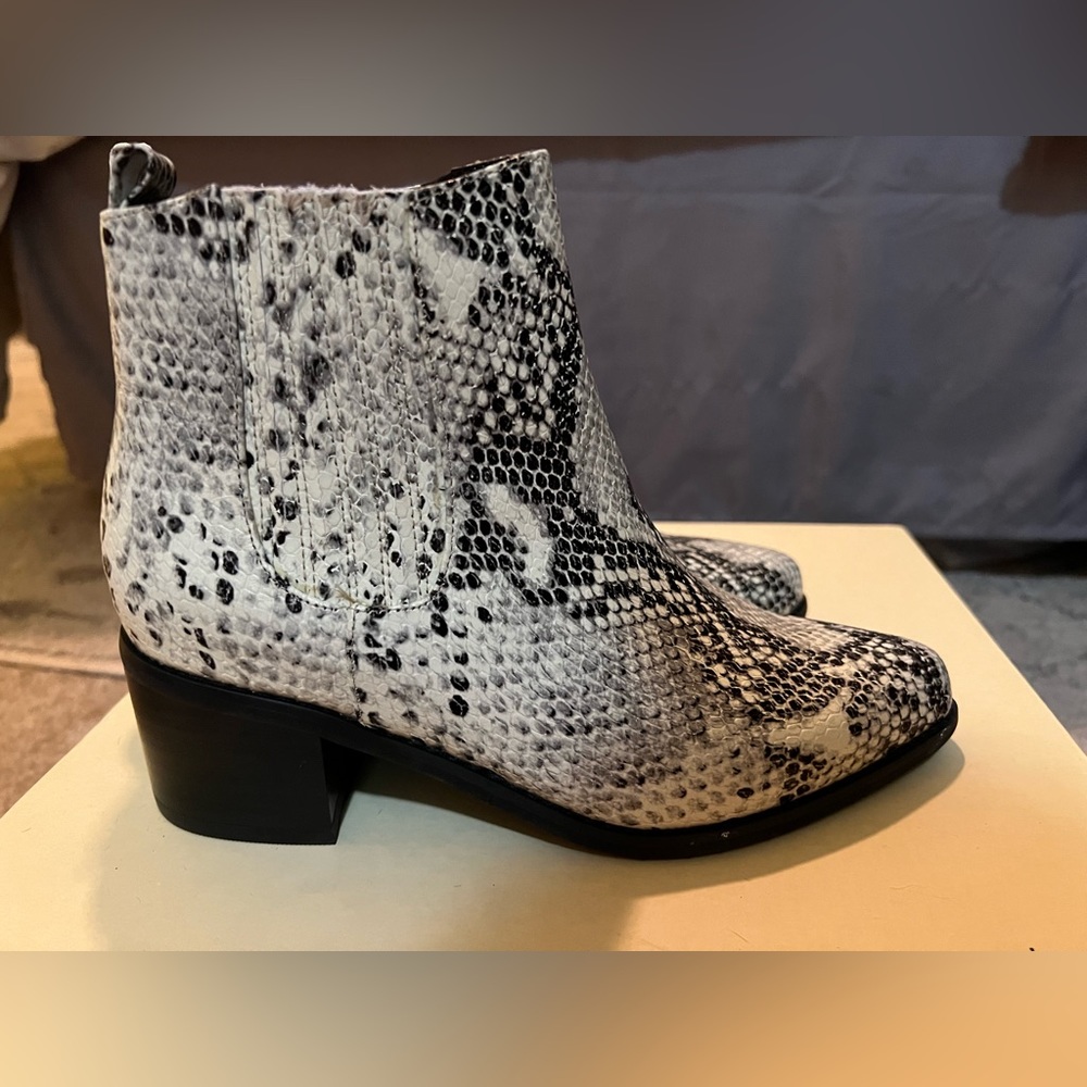 Snakeskin booties